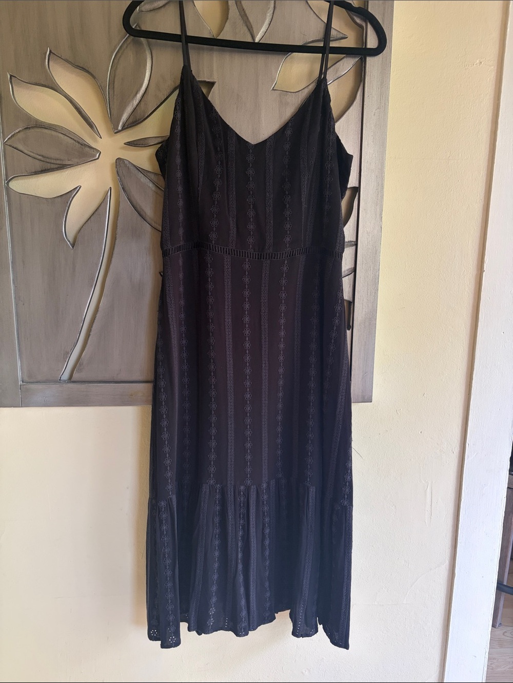 Jack by BB Dakota Black Grey Eyelet MIDI Dress 8 NWT